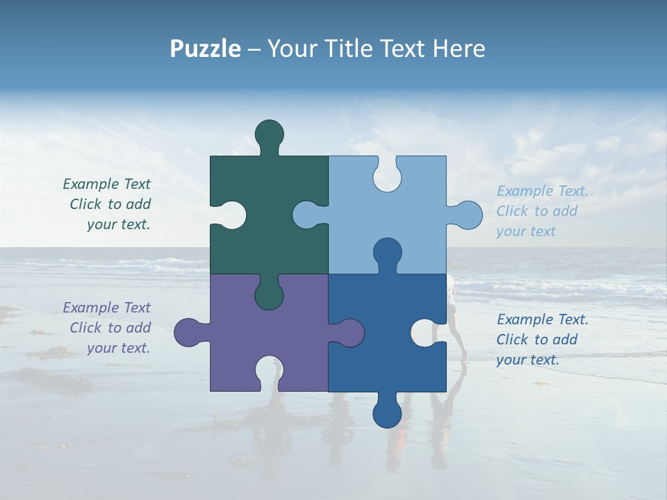 A Group Of People Running Along A Beach PowerPoint Template