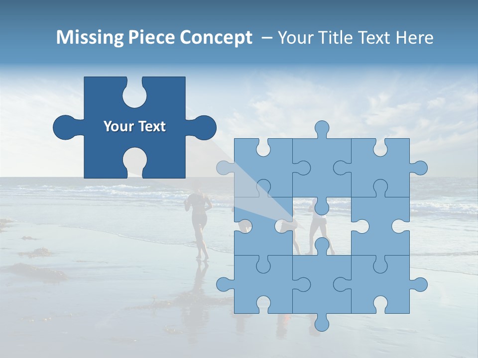 A Group Of People Running Along A Beach PowerPoint Template