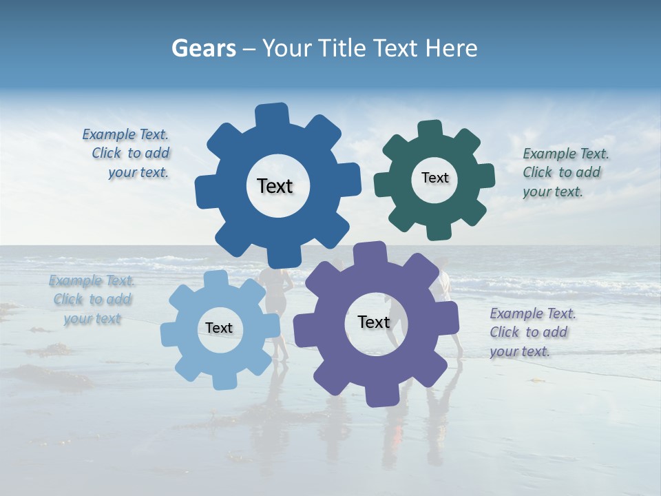 A Group Of People Running Along A Beach PowerPoint Template