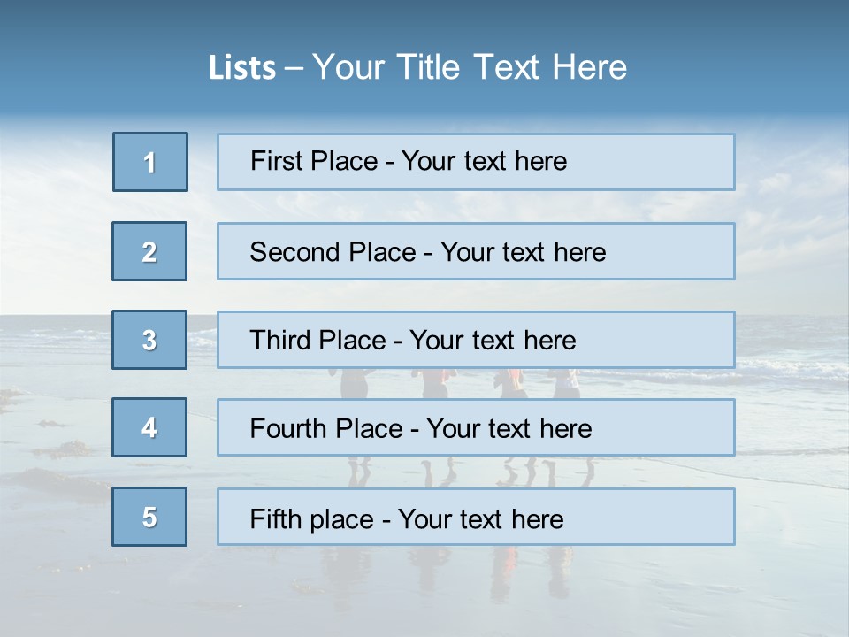 A Group Of People Running Along A Beach PowerPoint Template