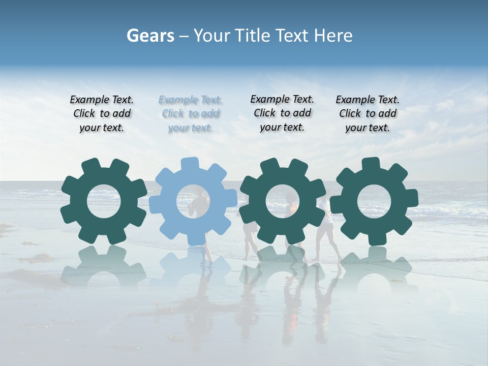 A Group Of People Running Along A Beach PowerPoint Template