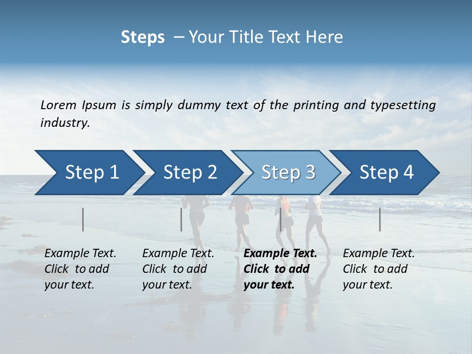 A Group Of People Running Along A Beach PowerPoint Template