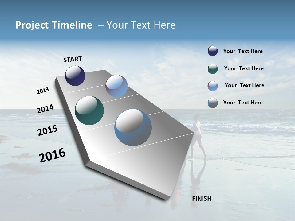A Group Of People Running Along A Beach PowerPoint Template