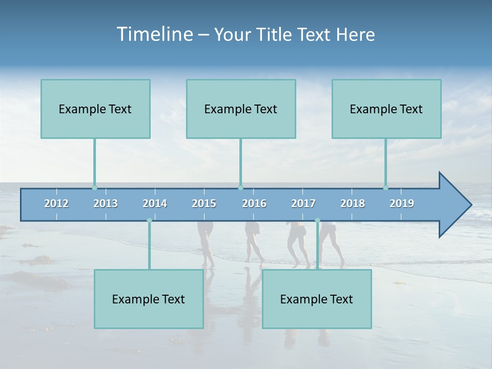 A Group Of People Running Along A Beach PowerPoint Template