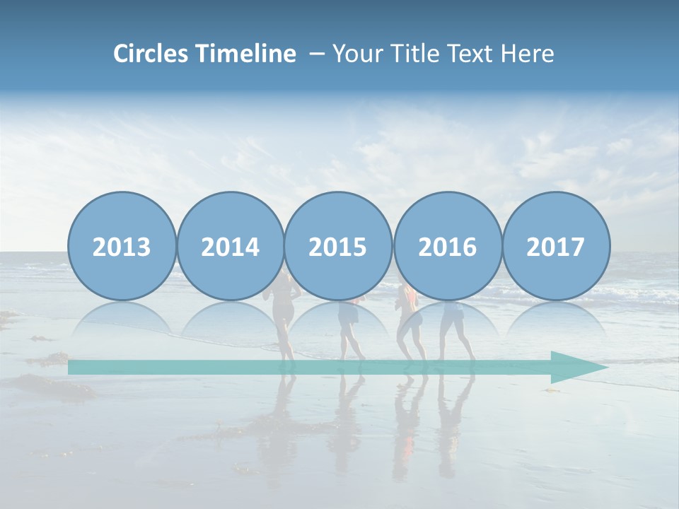A Group Of People Running Along A Beach PowerPoint Template