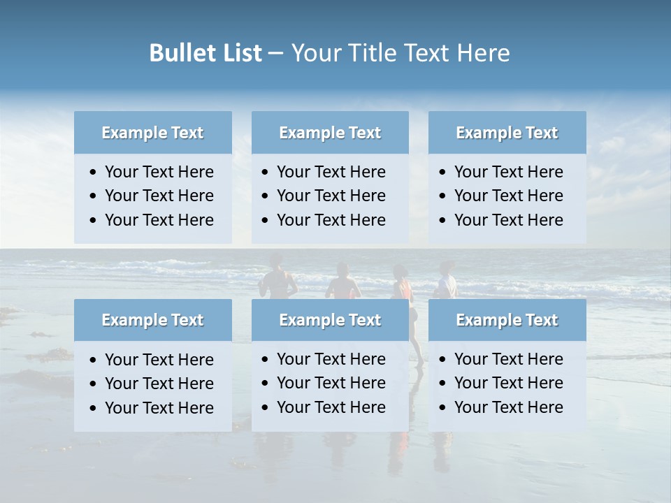 A Group Of People Running Along A Beach PowerPoint Template