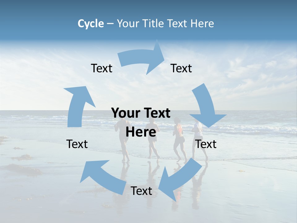 A Group Of People Running Along A Beach PowerPoint Template