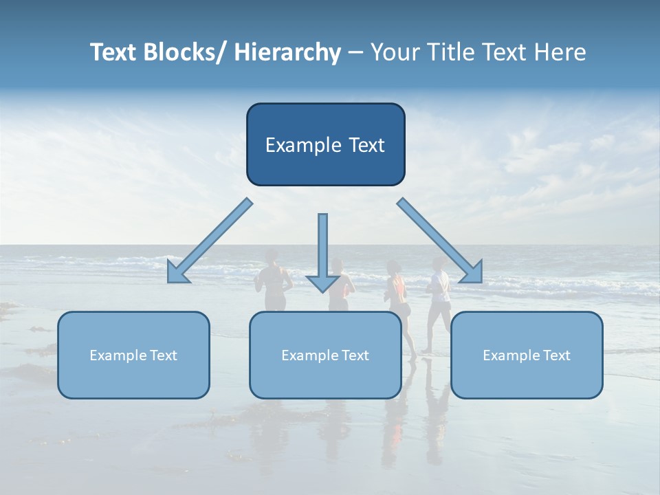 A Group Of People Running Along A Beach PowerPoint Template