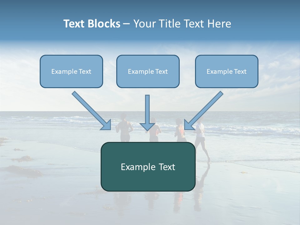A Group Of People Running Along A Beach PowerPoint Template