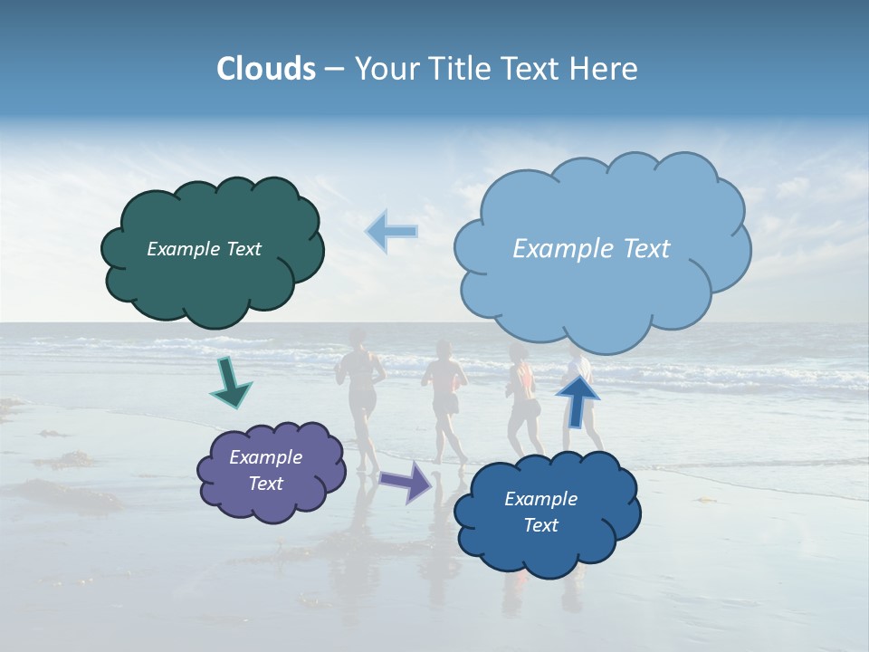 A Group Of People Running Along A Beach PowerPoint Template