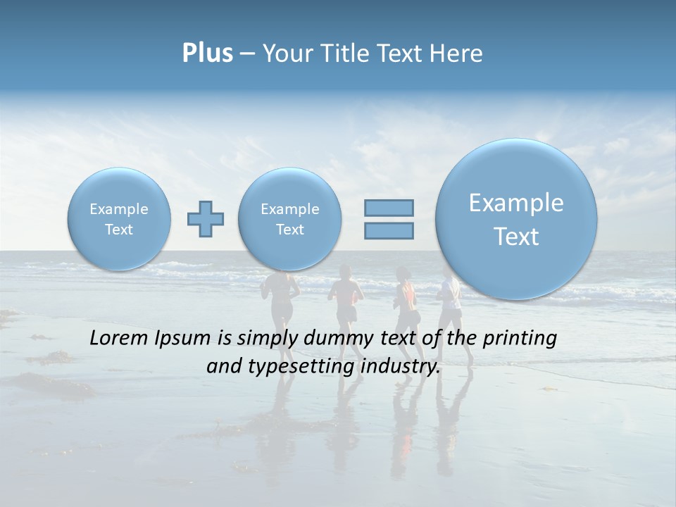 A Group Of People Running Along A Beach PowerPoint Template