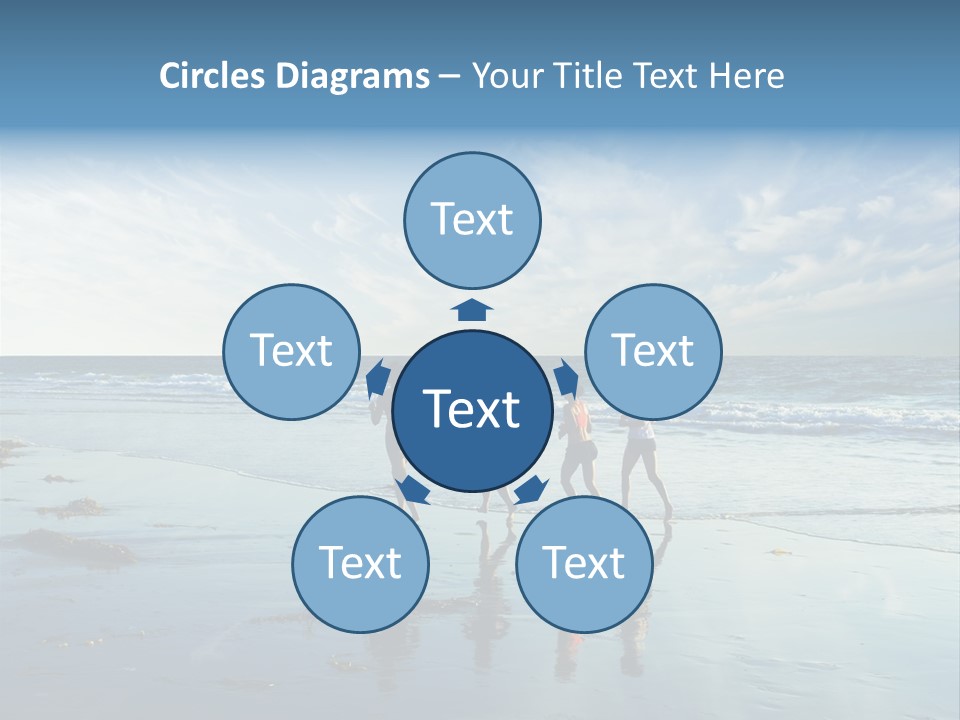 A Group Of People Running Along A Beach PowerPoint Template