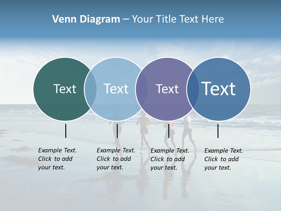A Group Of People Running Along A Beach PowerPoint Template