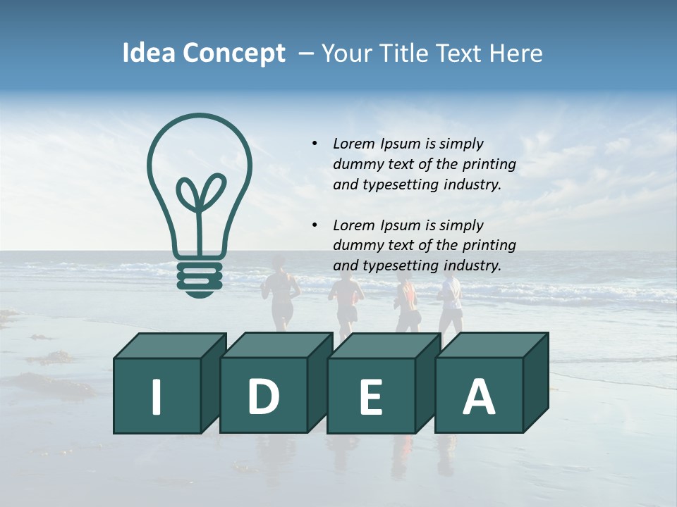 A Group Of People Running Along A Beach PowerPoint Template