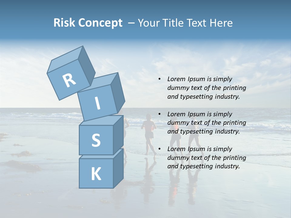 A Group Of People Running Along A Beach PowerPoint Template