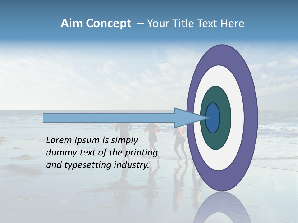 A Group Of People Running Along A Beach PowerPoint Template