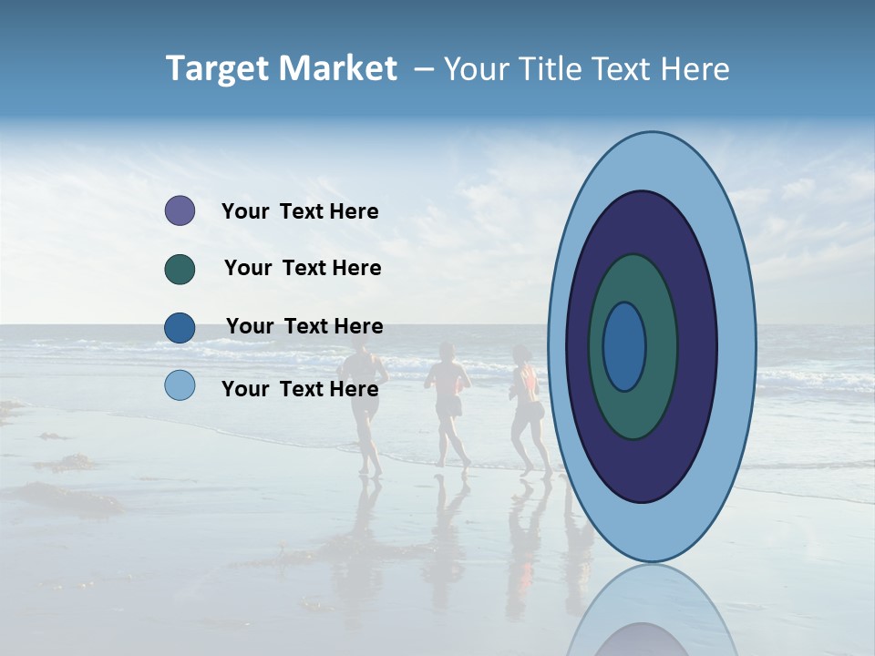 A Group Of People Running Along A Beach PowerPoint Template