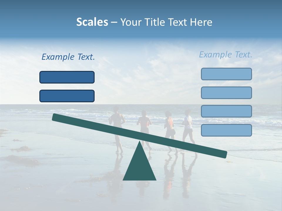 A Group Of People Running Along A Beach PowerPoint Template