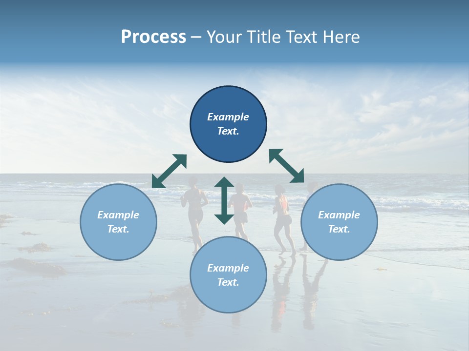 A Group Of People Running Along A Beach PowerPoint Template