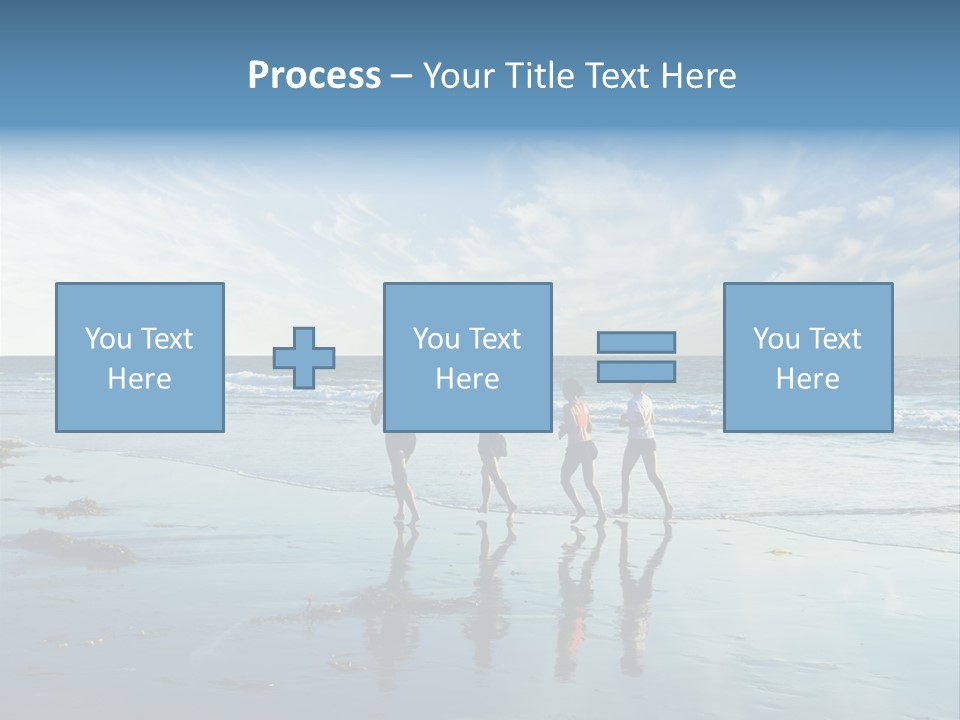 A Group Of People Running Along A Beach PowerPoint Template