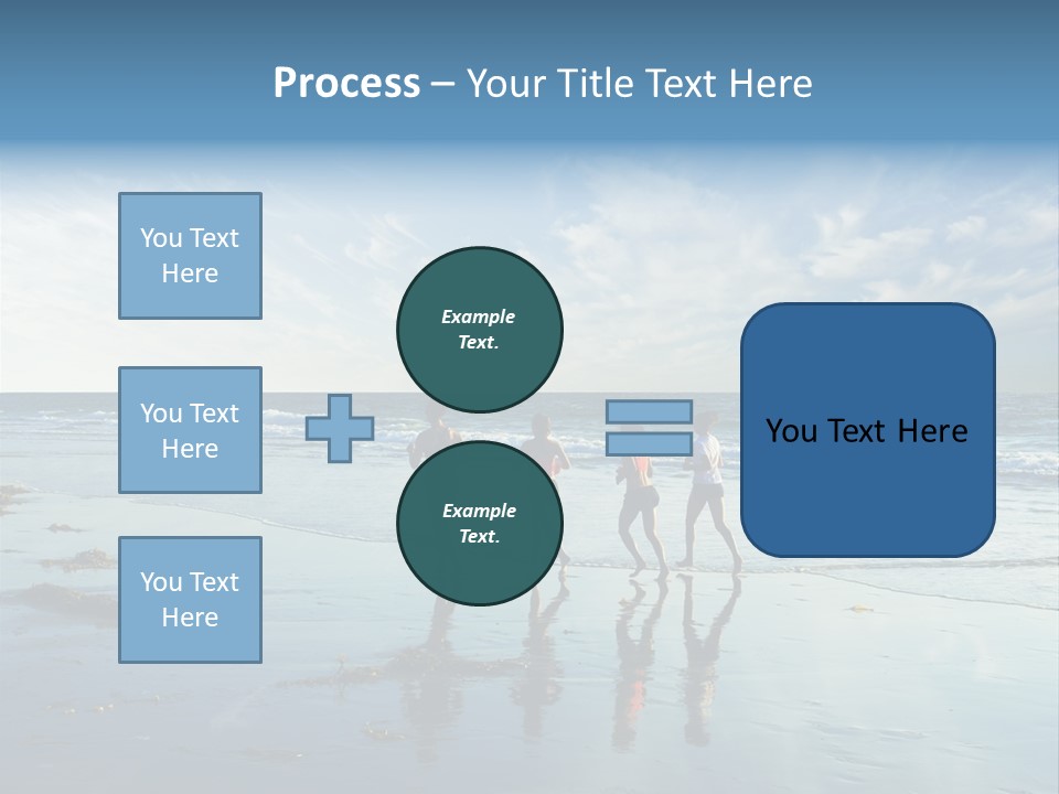 A Group Of People Running Along A Beach PowerPoint Template