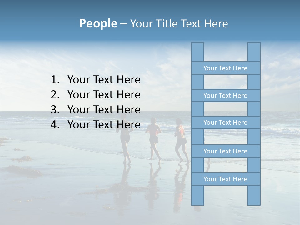 A Group Of People Running Along A Beach PowerPoint Template