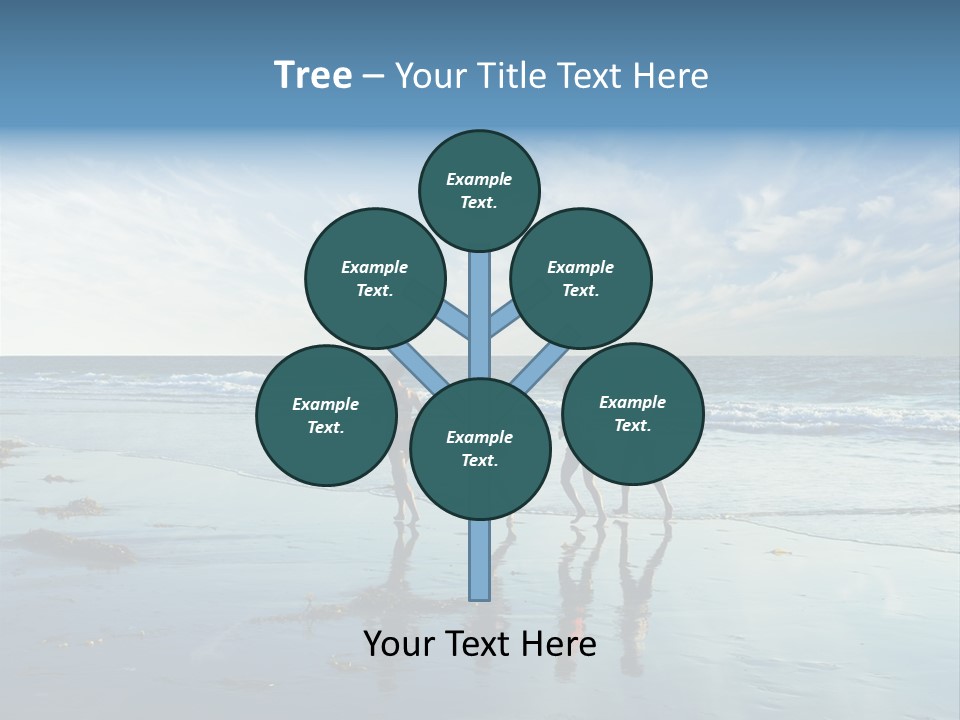 A Group Of People Running Along A Beach PowerPoint Template