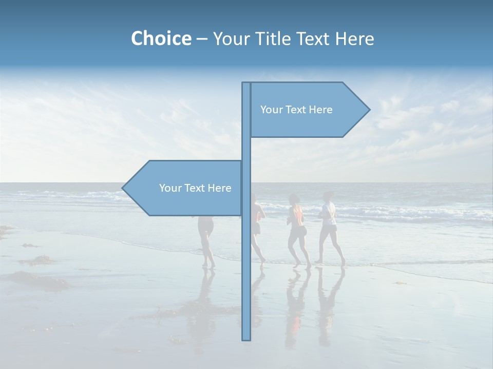 A Group Of People Running Along A Beach PowerPoint Template