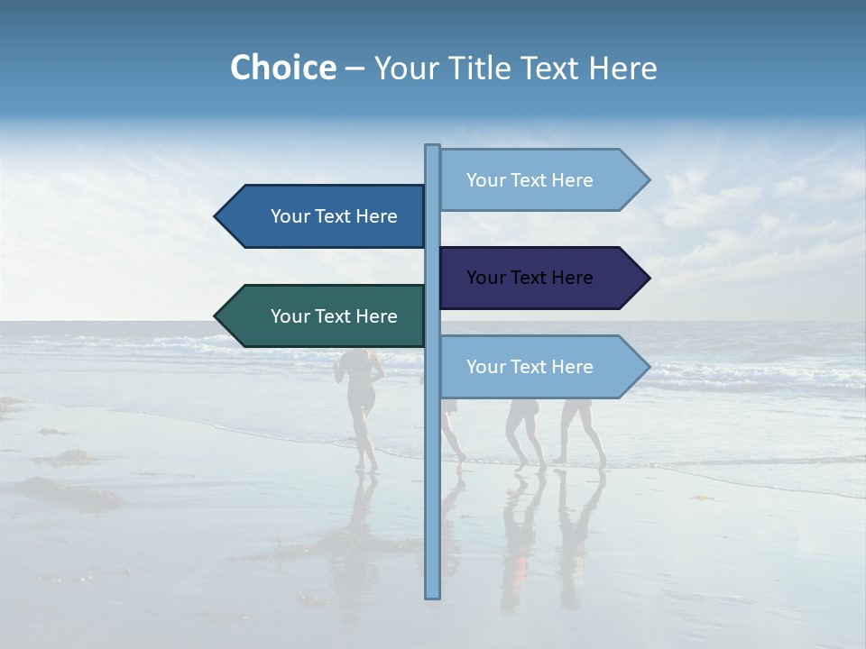 A Group Of People Running Along A Beach PowerPoint Template