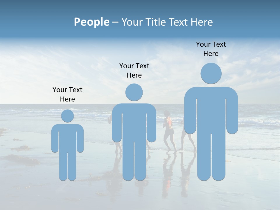A Group Of People Running Along A Beach PowerPoint Template