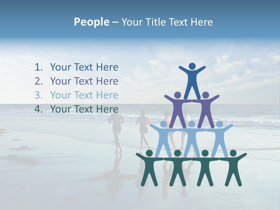 A Group Of People Running Along A Beach PowerPoint Template