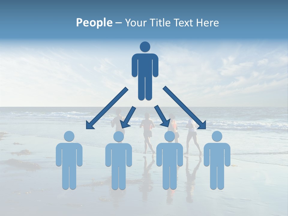 A Group Of People Running Along A Beach PowerPoint Template