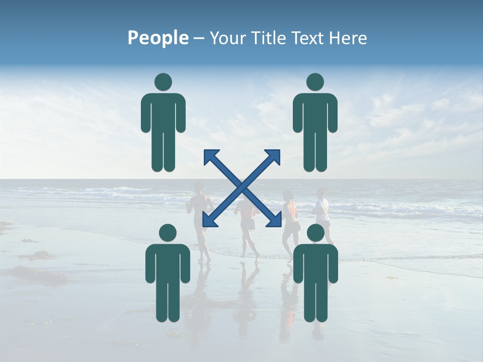 A Group Of People Running Along A Beach PowerPoint Template