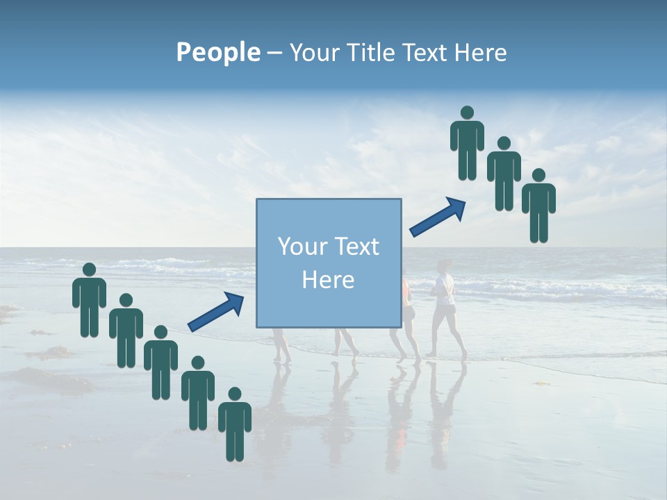 A Group Of People Running Along A Beach PowerPoint Template