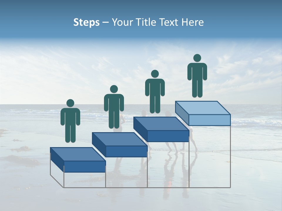 A Group Of People Running Along A Beach PowerPoint Template