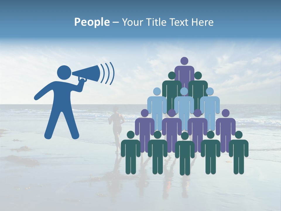 A Group Of People Running Along A Beach PowerPoint Template