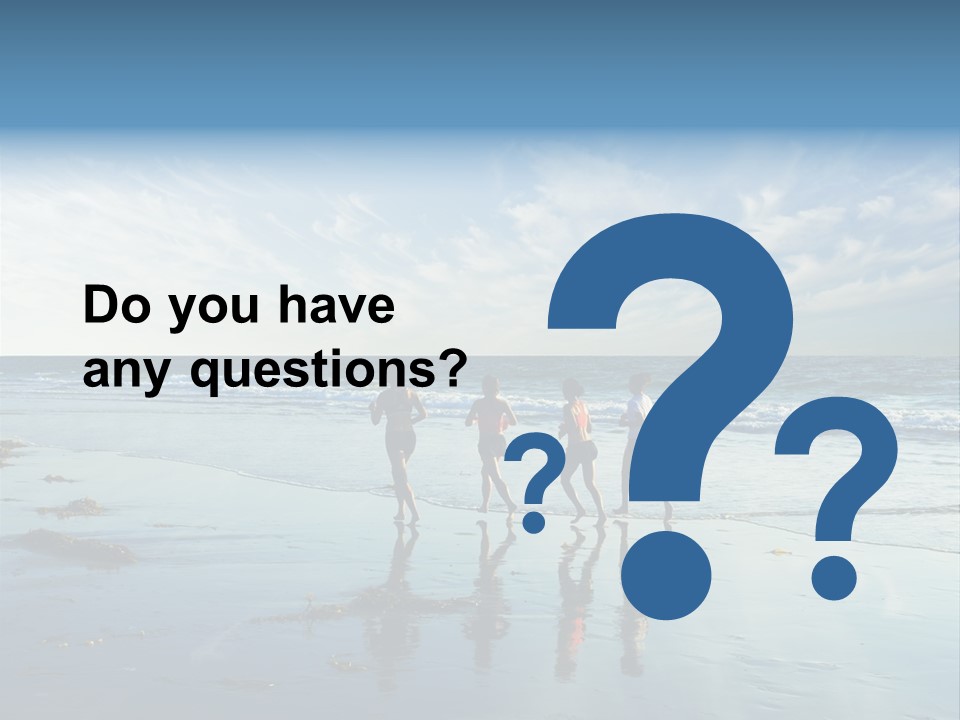 A Group Of People Running Along A Beach PowerPoint Template