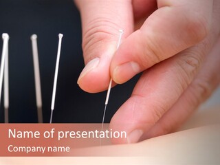 A Person Is Holding Needles In Their Hand PowerPoint Template