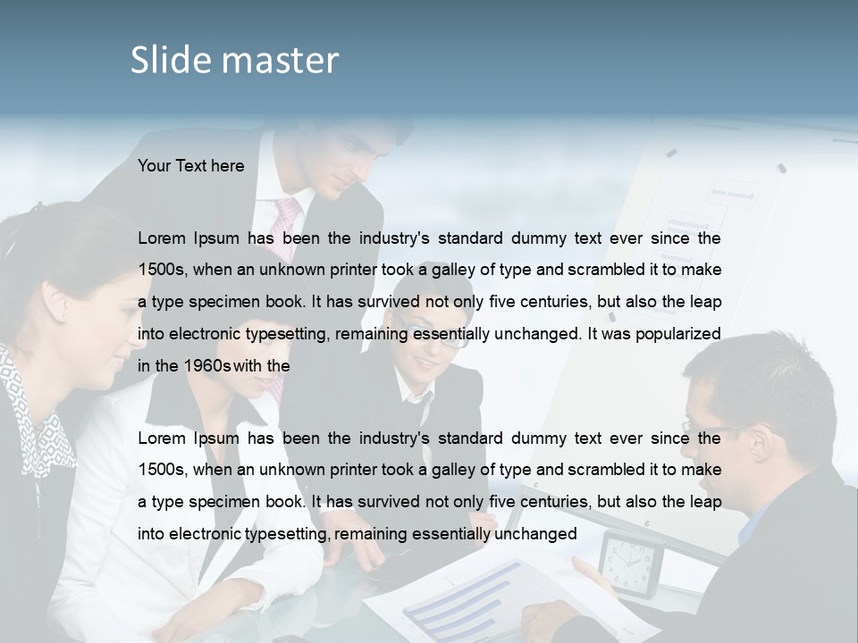 A Group Of Business People Looking At A Presentation PowerPoint Template