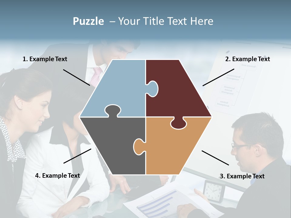 A Group Of Business People Looking At A Presentation PowerPoint Template