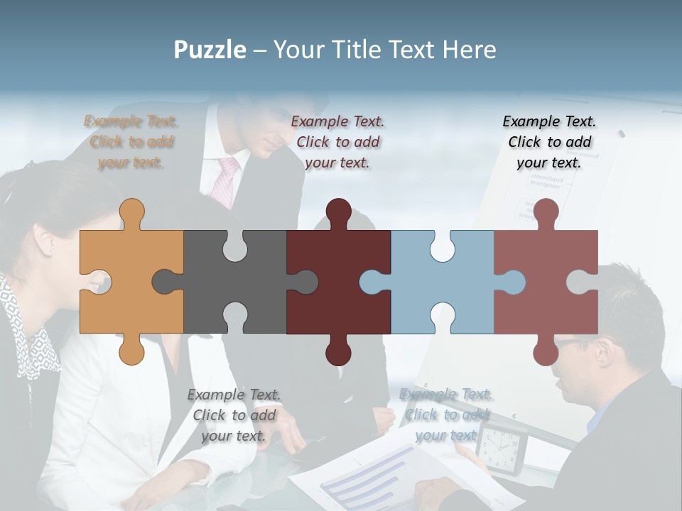 A Group Of Business People Looking At A Presentation PowerPoint Template