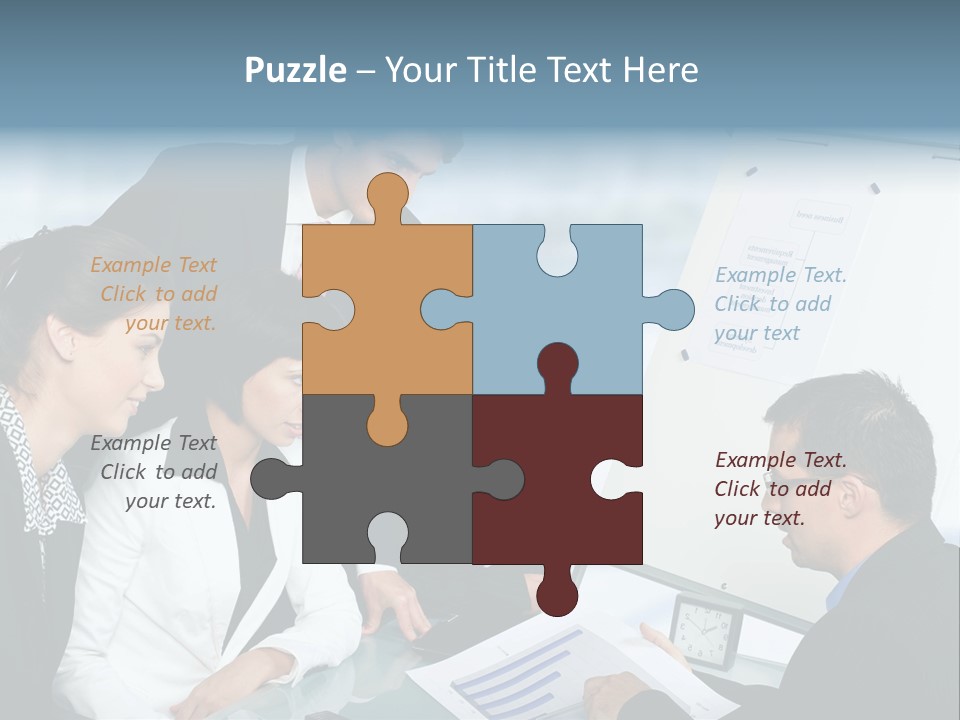 A Group Of Business People Looking At A Presentation PowerPoint Template