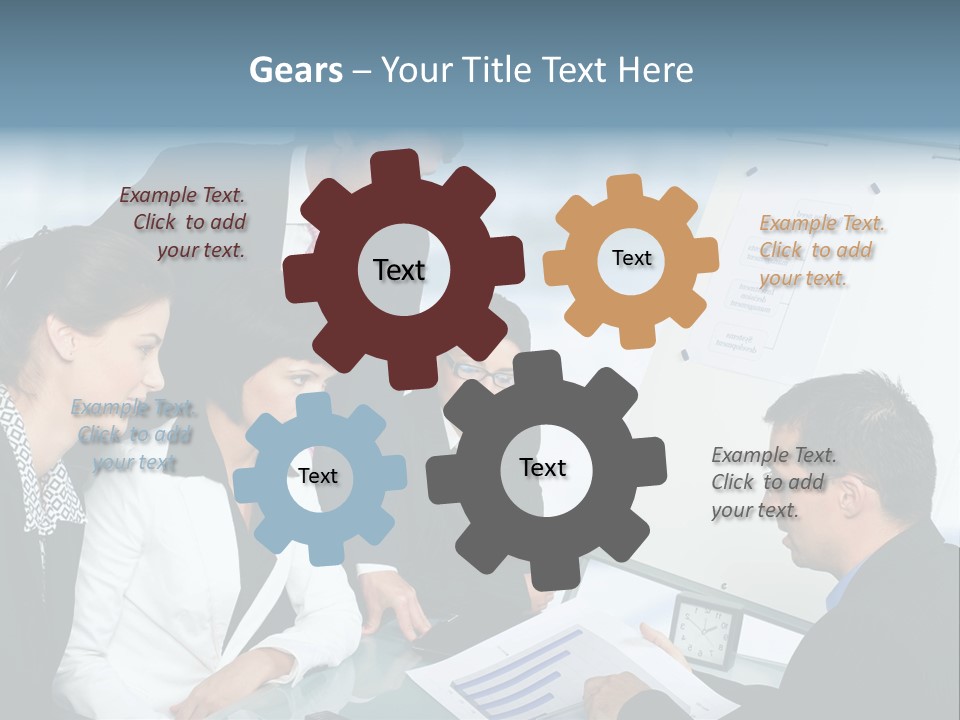 A Group Of Business People Looking At A Presentation PowerPoint Template