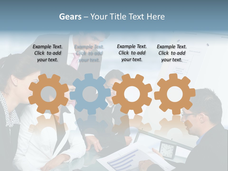 A Group Of Business People Looking At A Presentation PowerPoint Template