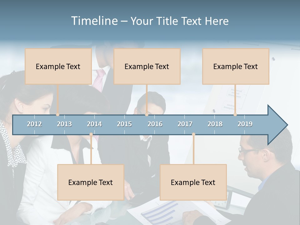 A Group Of Business People Looking At A Presentation PowerPoint Template