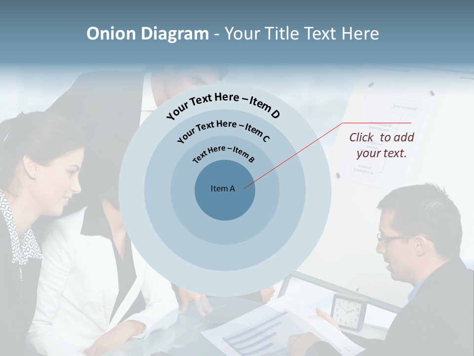 A Group Of Business People Looking At A Presentation PowerPoint Template