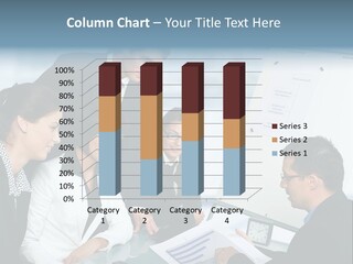 A Group Of Business People Looking At A Presentation PowerPoint Template