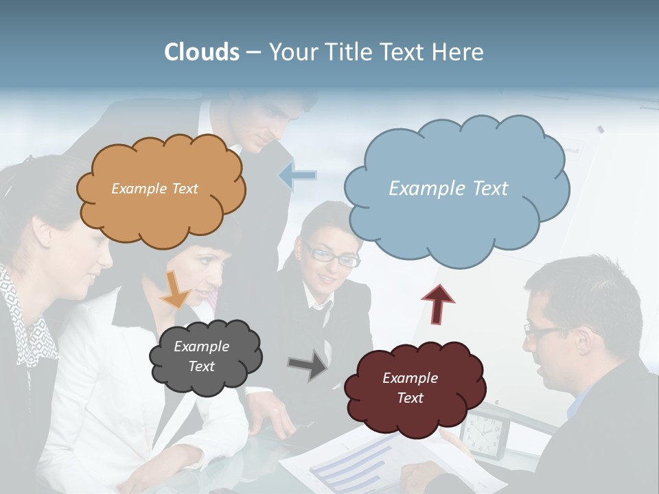 A Group Of Business People Looking At A Presentation PowerPoint Template