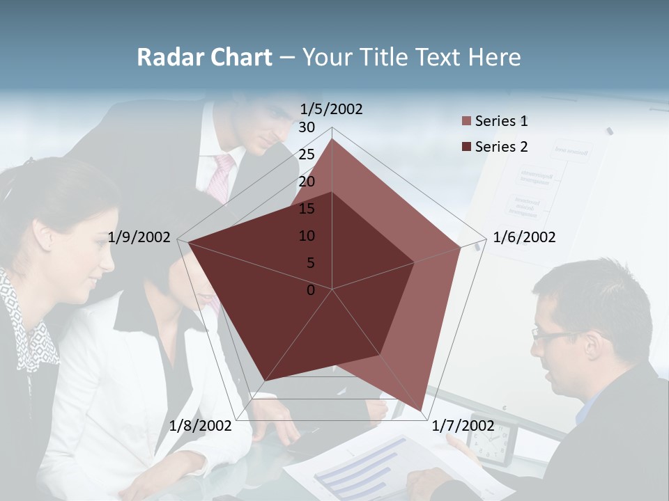 A Group Of Business People Looking At A Presentation PowerPoint Template