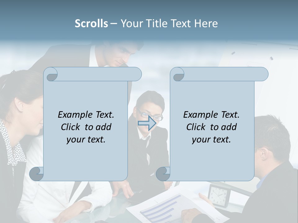 A Group Of Business People Looking At A Presentation PowerPoint Template